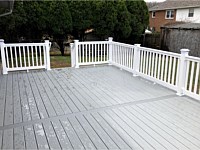 <b>TimberTech Terrain Stone Ash Deck Boards with White Washington Vinyl Railing and Post Cap Lights in Upper Marlboro MD</b>